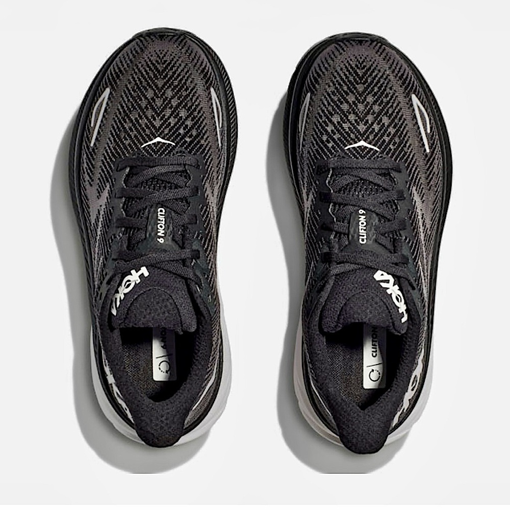 HOKA One One Clifton 9 Sneakers in Black and White - Picture 4 of 16